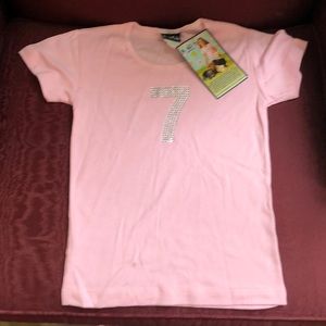 NWT A WISH bejeweled “7” pink T-shirt, boutique
